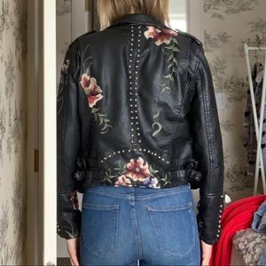 Blank NYC embellished & embroidered moto jacket